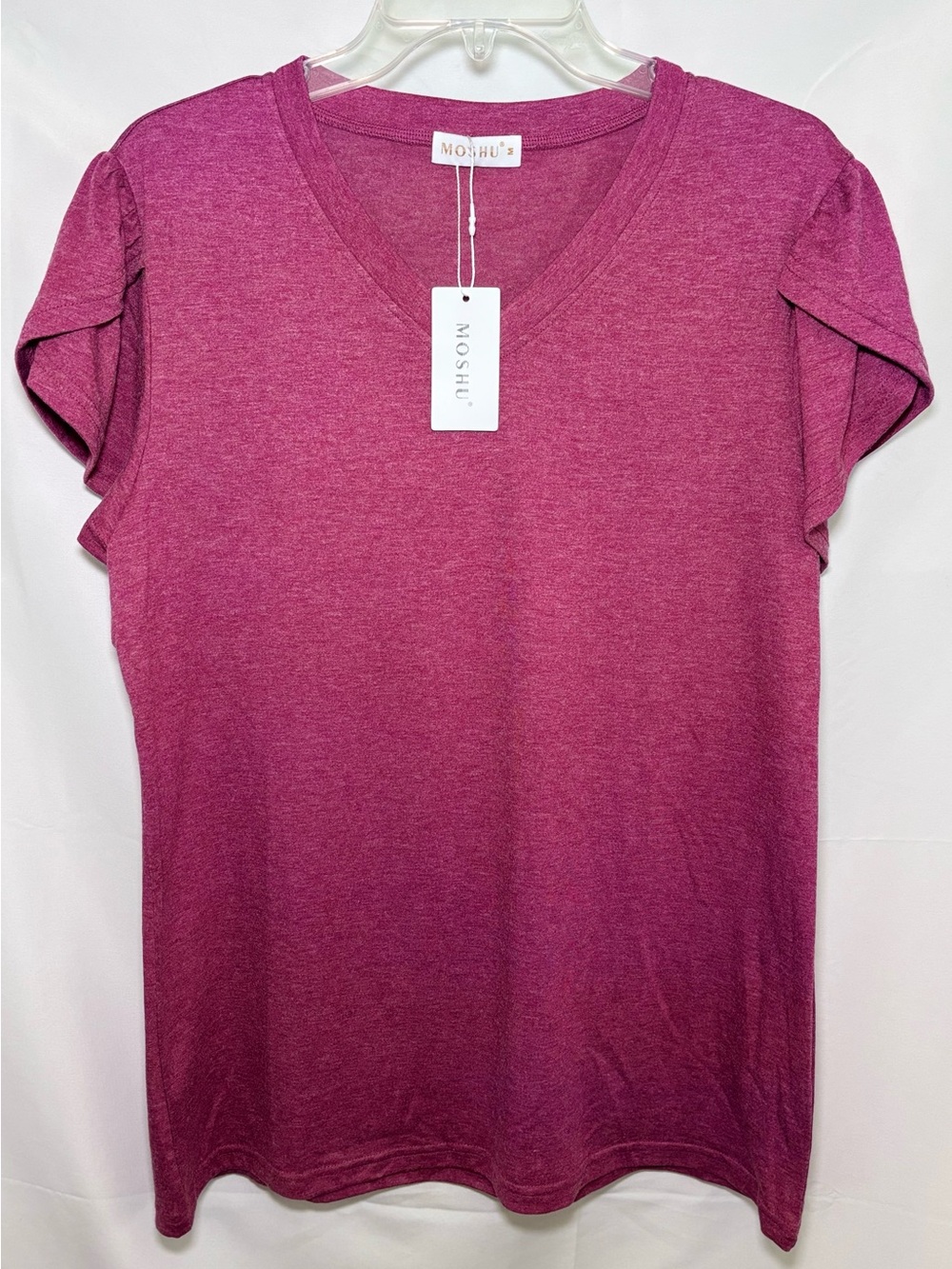 Moshu V-neck Tunic Tee with Petal Sleeves